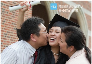 parents kissing the cheeks of a happy graduate
